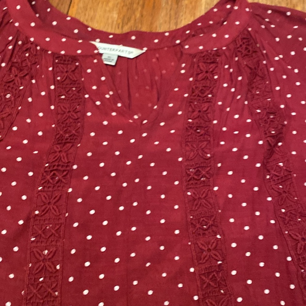Counterparts extra large cherry red with white dots blouse - Picture 2 of 8